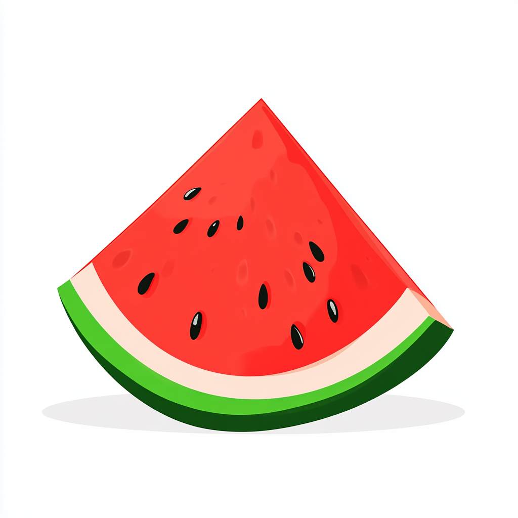 Watermelon wedge with small glares in cartoon style