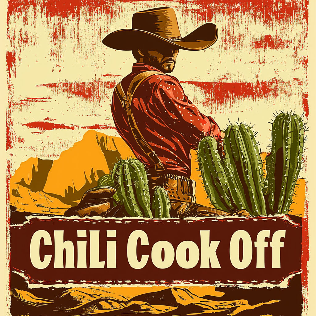 Western Cowboy Chili Cook Off Poster Southwest Theme