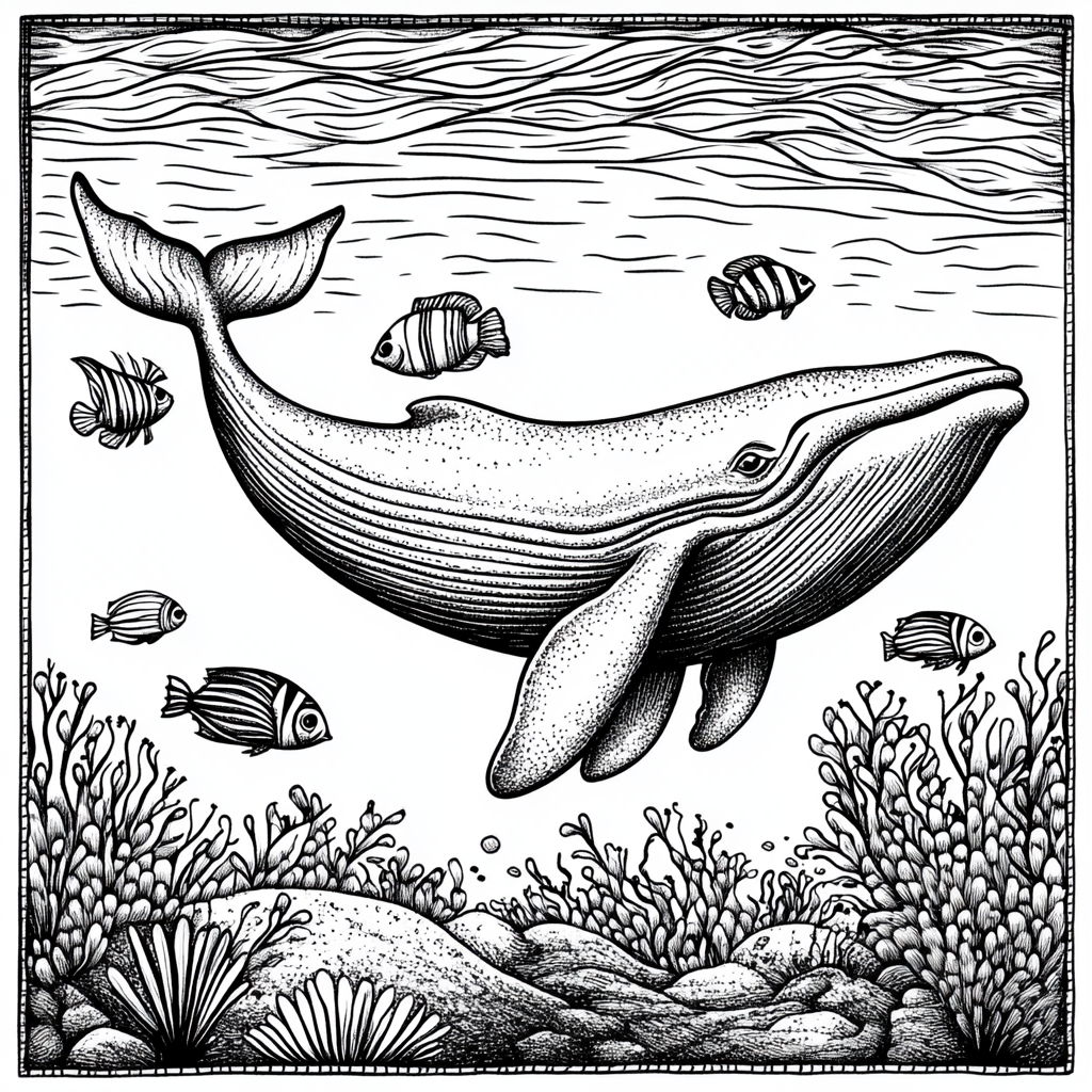 Whale cartoon design with no back fins in sea.