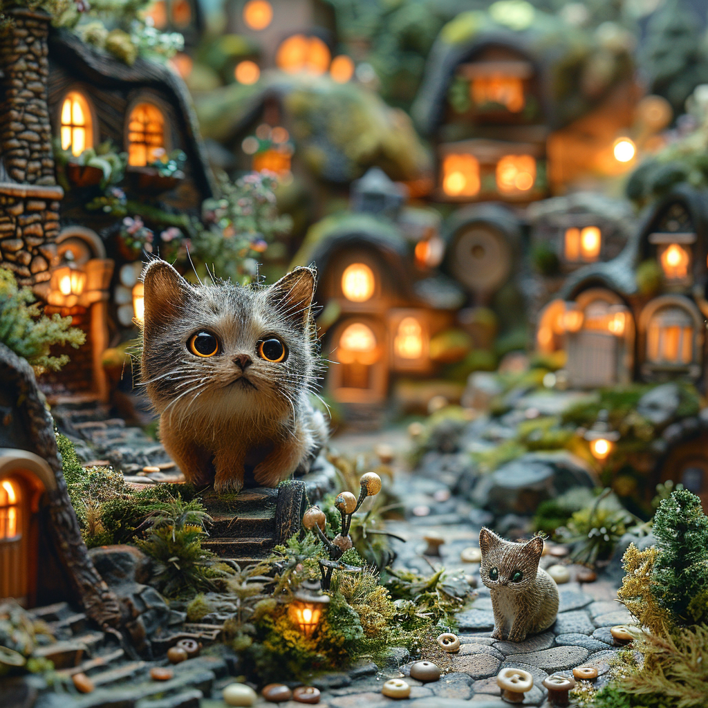 Whimsical Studio Ghibli-inspired tiny village in human home.