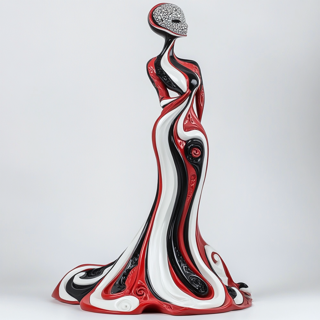 Whimsical Vinyl Figure: Elegant, Surreal, Flowing Gown