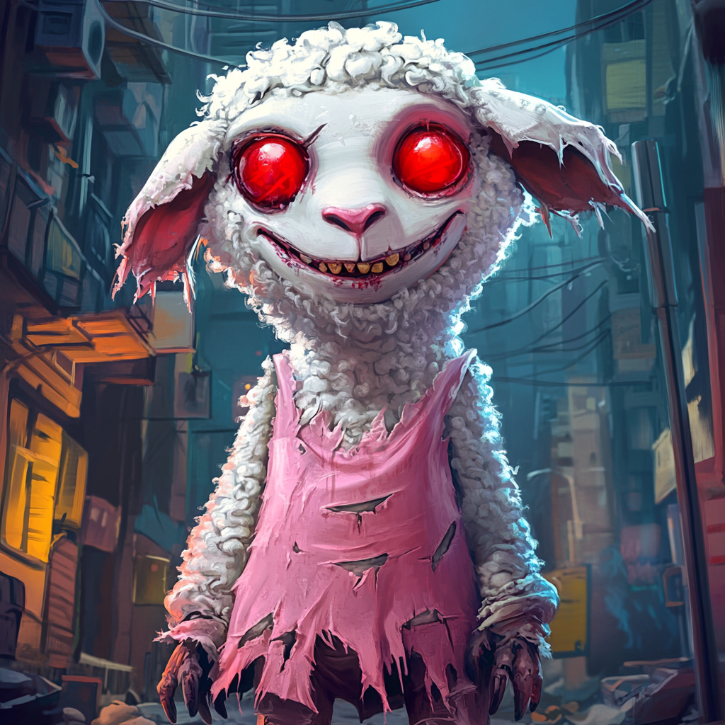 Zombie sheep in post-apocalyptic city