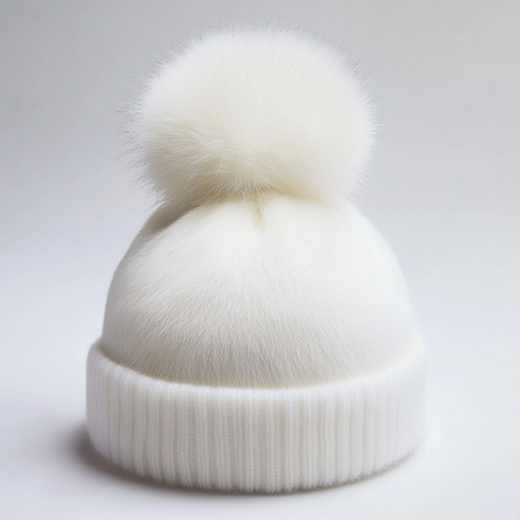 White Faux Fur Winter Hat for Sale.