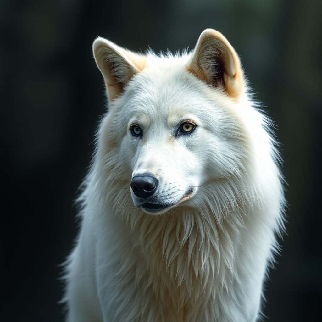 White Wolf in Snowy Forest