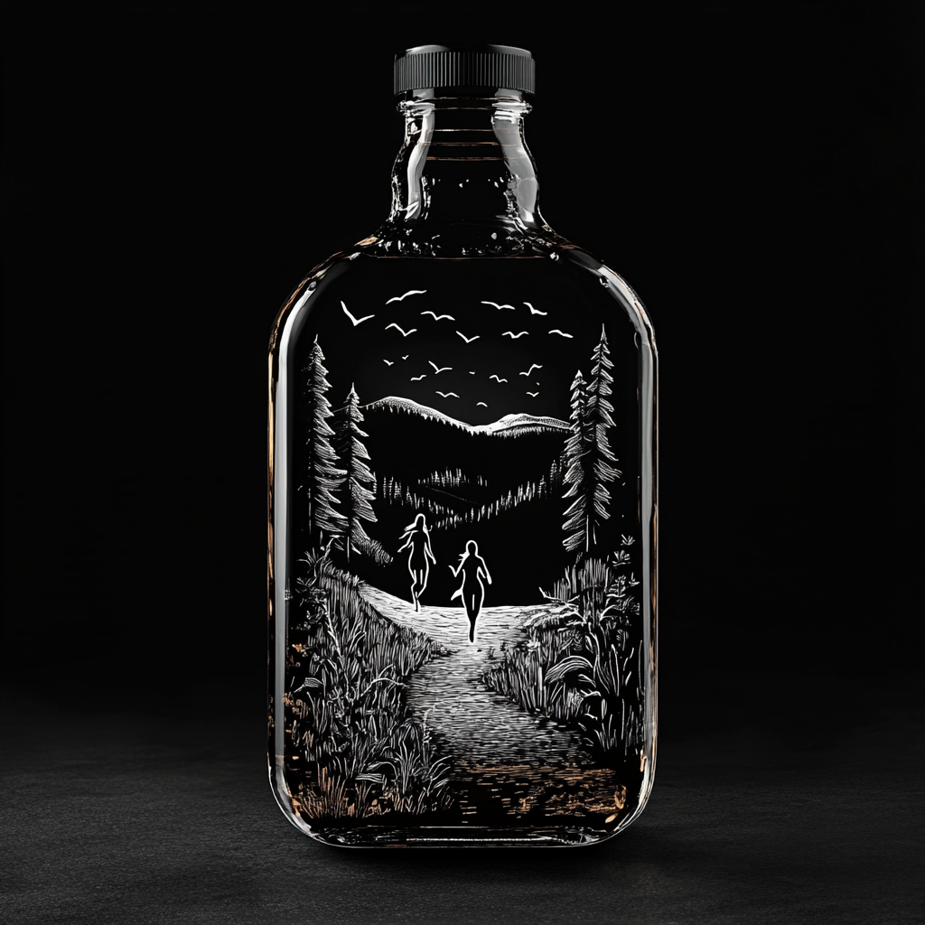 White logo on black background of a bourbon bottle