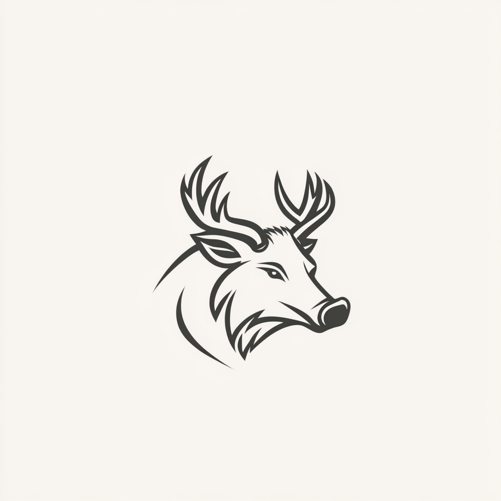 Wild boar and stag logo on white background.