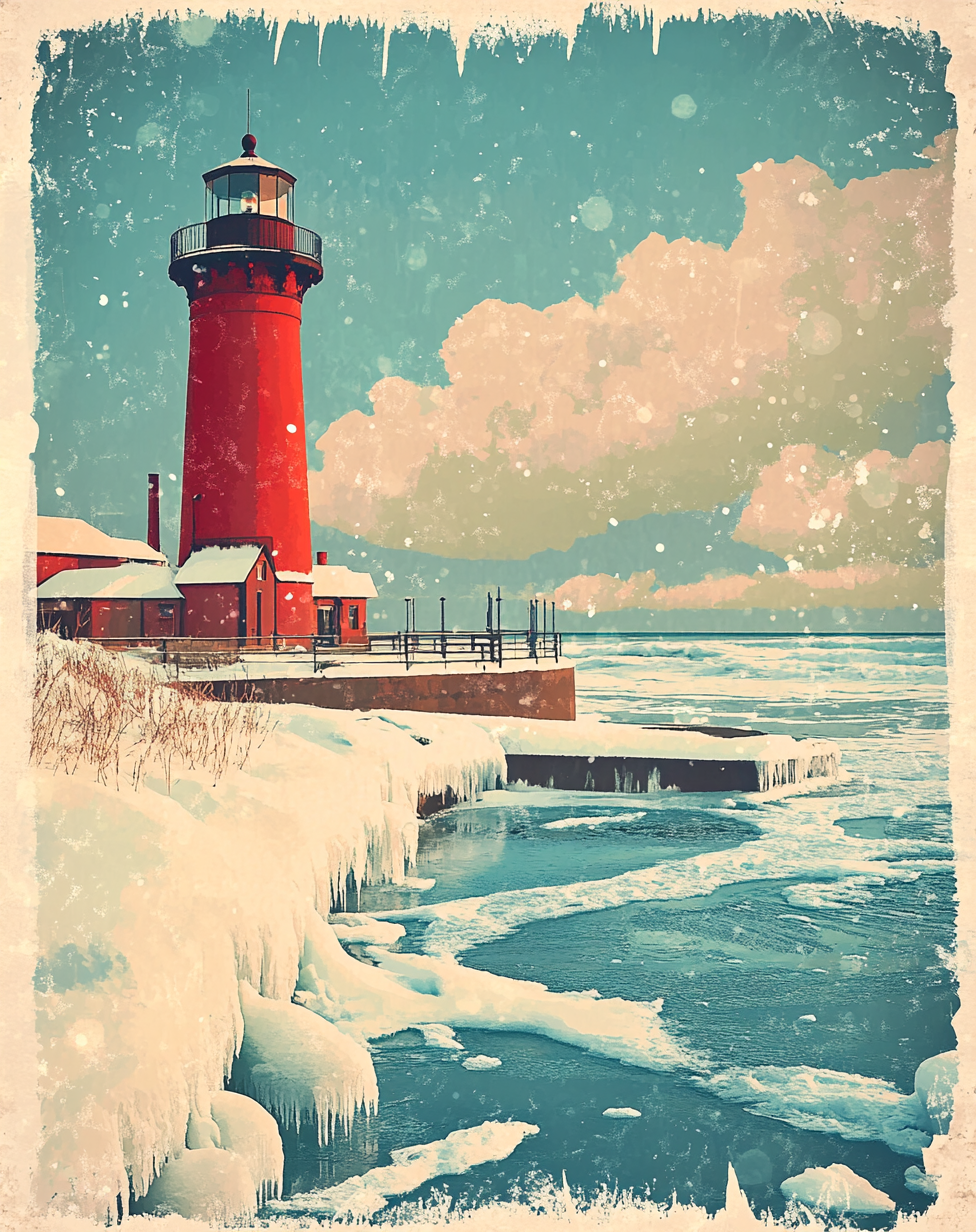 Winter in South Haven: Vintage Travel Poster