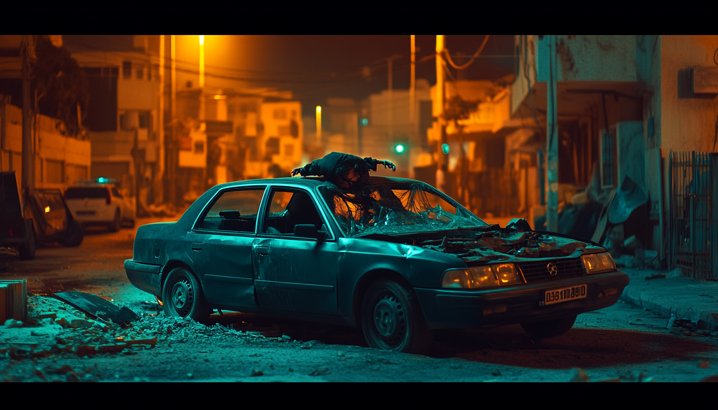 Woman on Opel Astra police car in Middle East