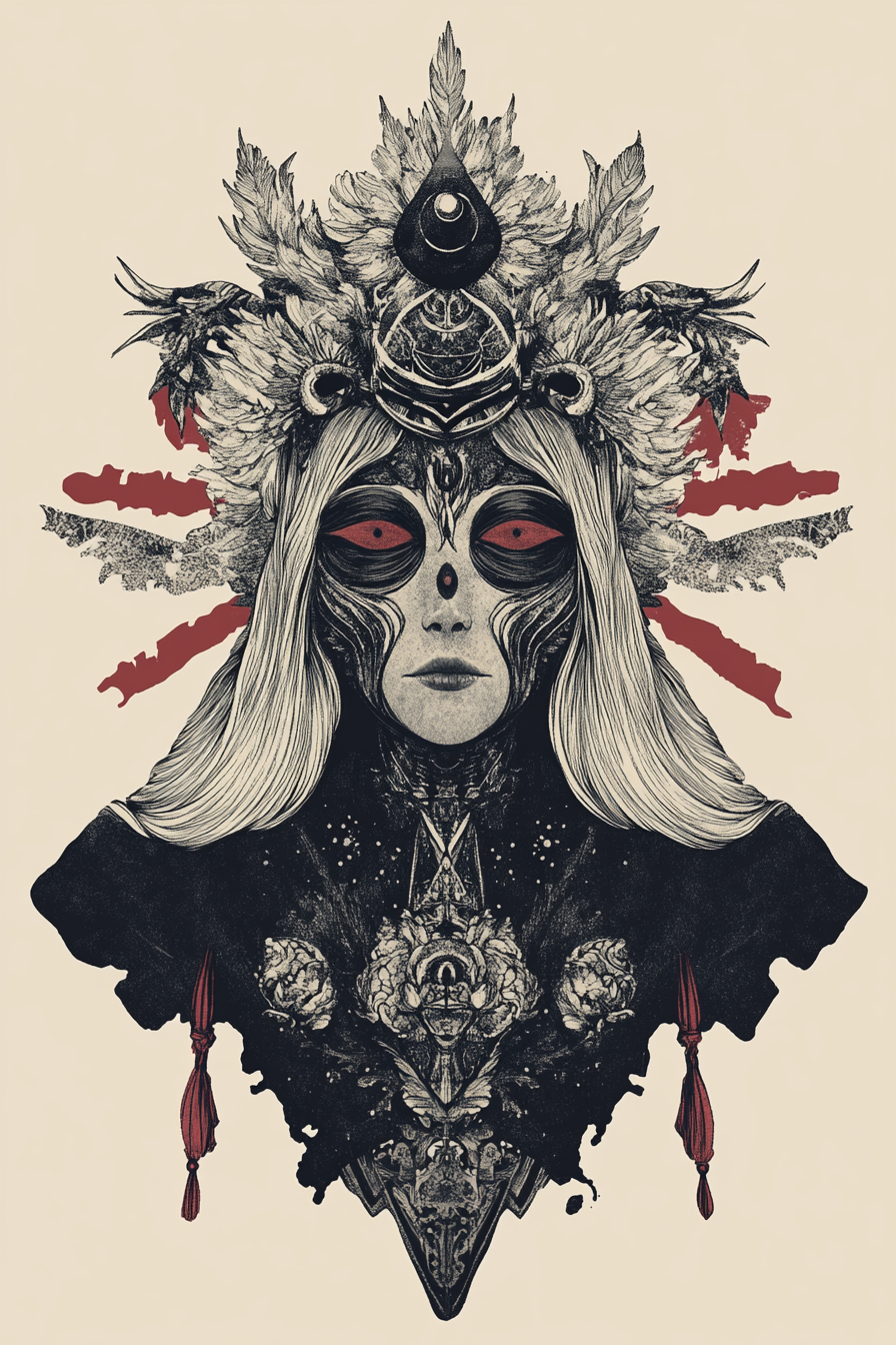 Woman witch creature illustration, detailed and elegant.