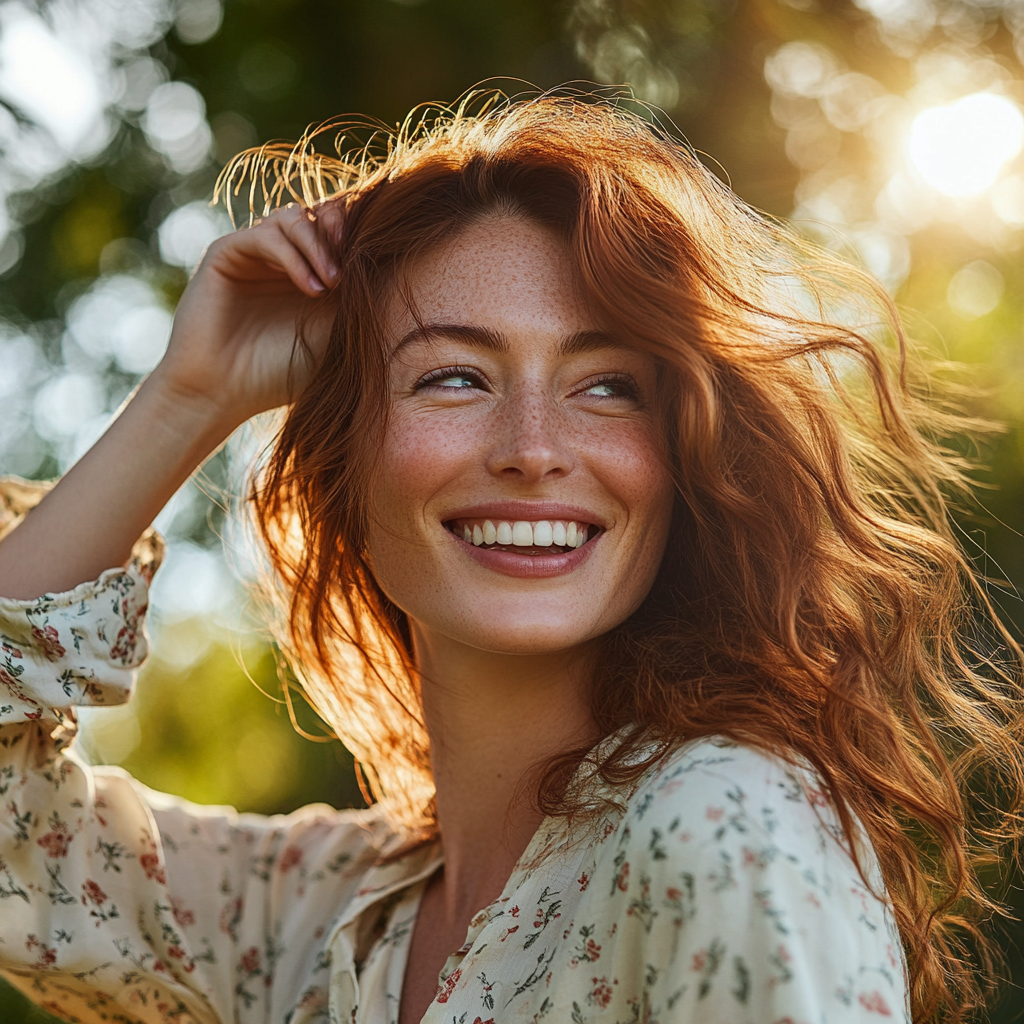 Woman with Natural Beauty in Outdoor Portrait