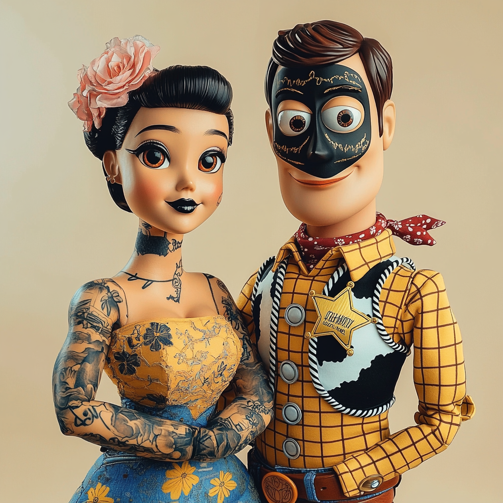 Woody and Bo Peep as models in a photoshoot