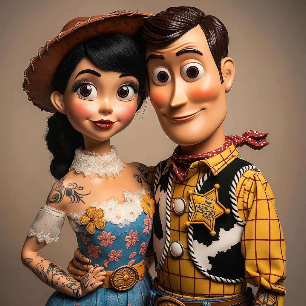 Woody and Bo peep pose like models in photo shoot