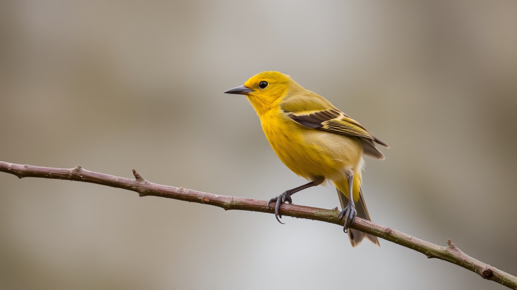 Yellow Bird Perched on Branch