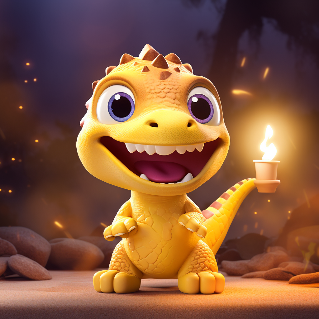 Yellow clay animation with cute child dinosaur. Lightning ⚡️.