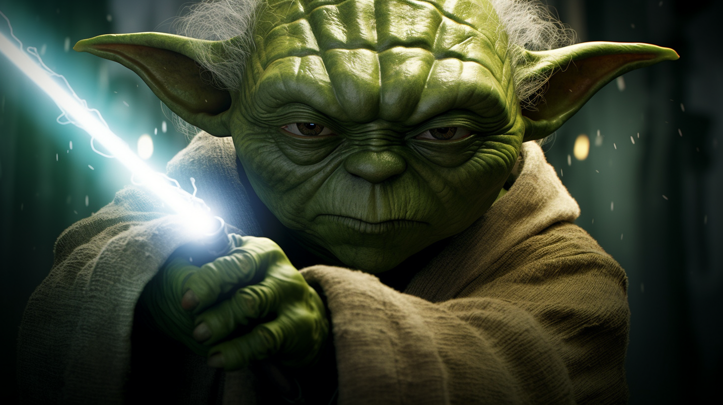 Yoda's Intense Battle: A Close-Up Portrait