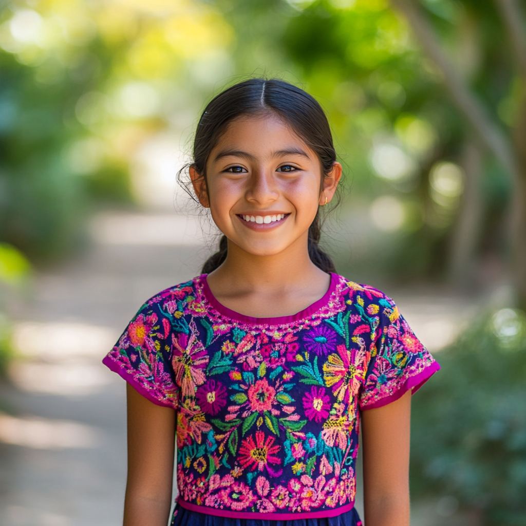 Young Guatemalan Girl Radiates Hope and Joy.