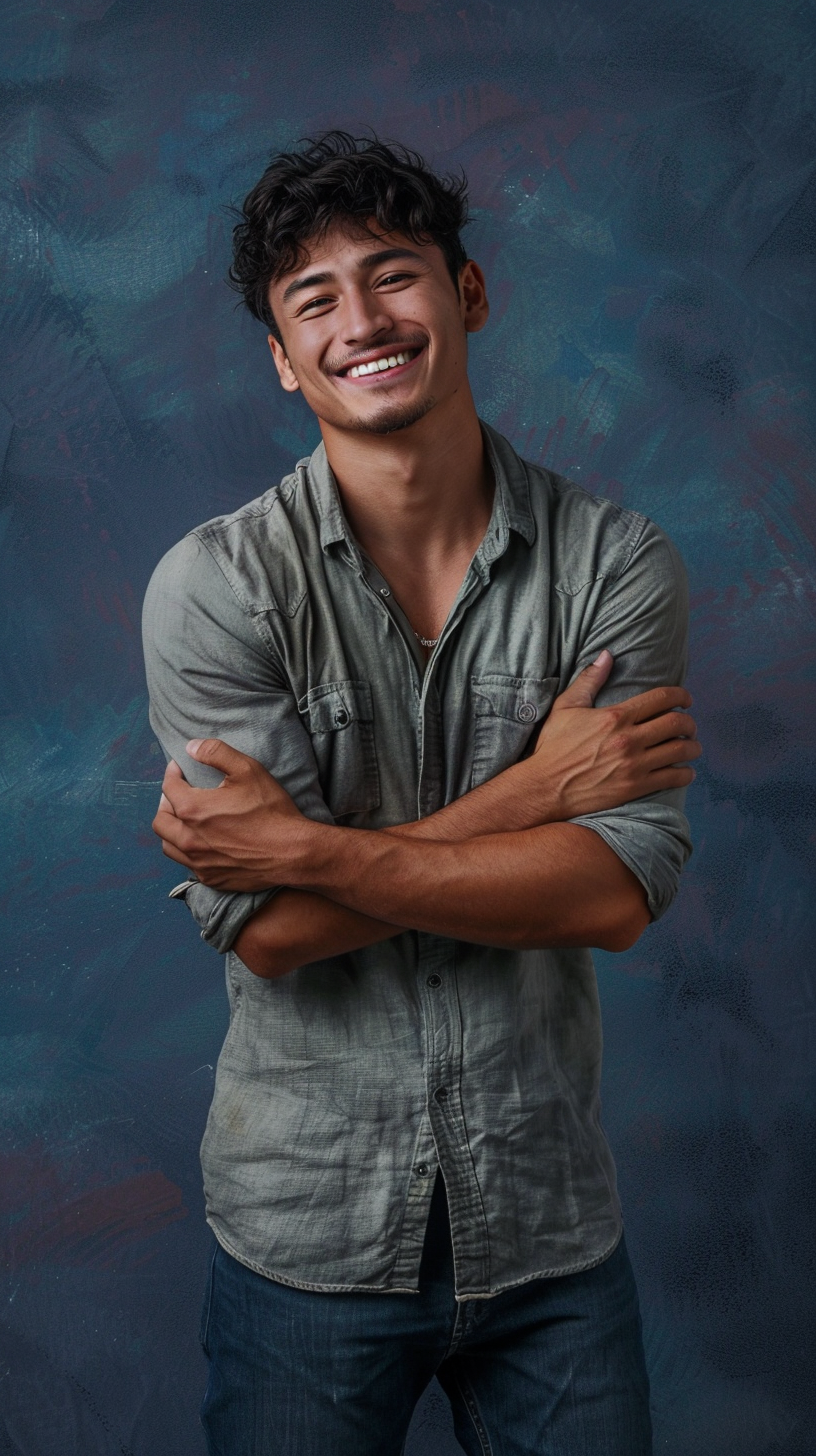 Young Man Smiling with Folded Arms