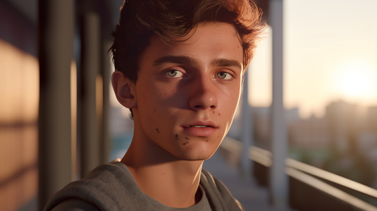 Young Man in a Golden Hour City Portrait