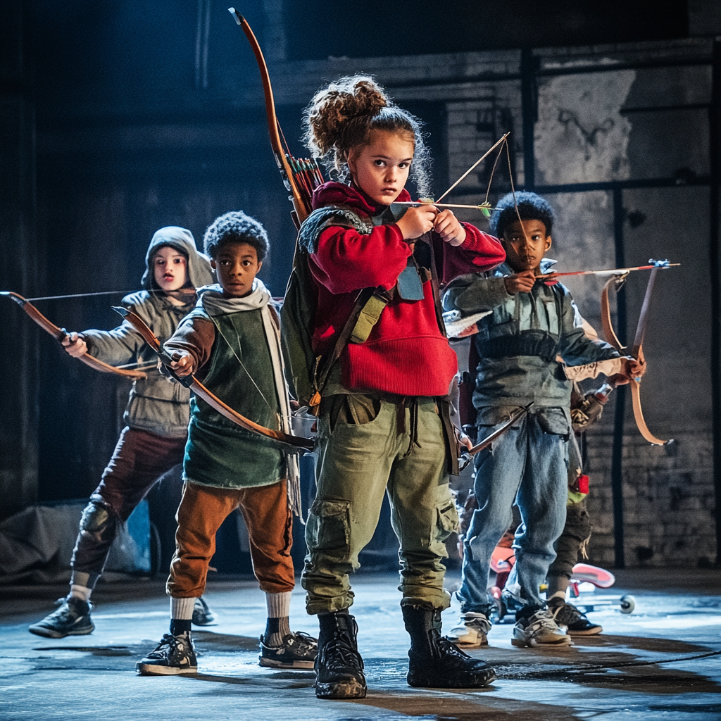 Young heroes on skateboards and BMX in futuristic Robin Hood adventure.