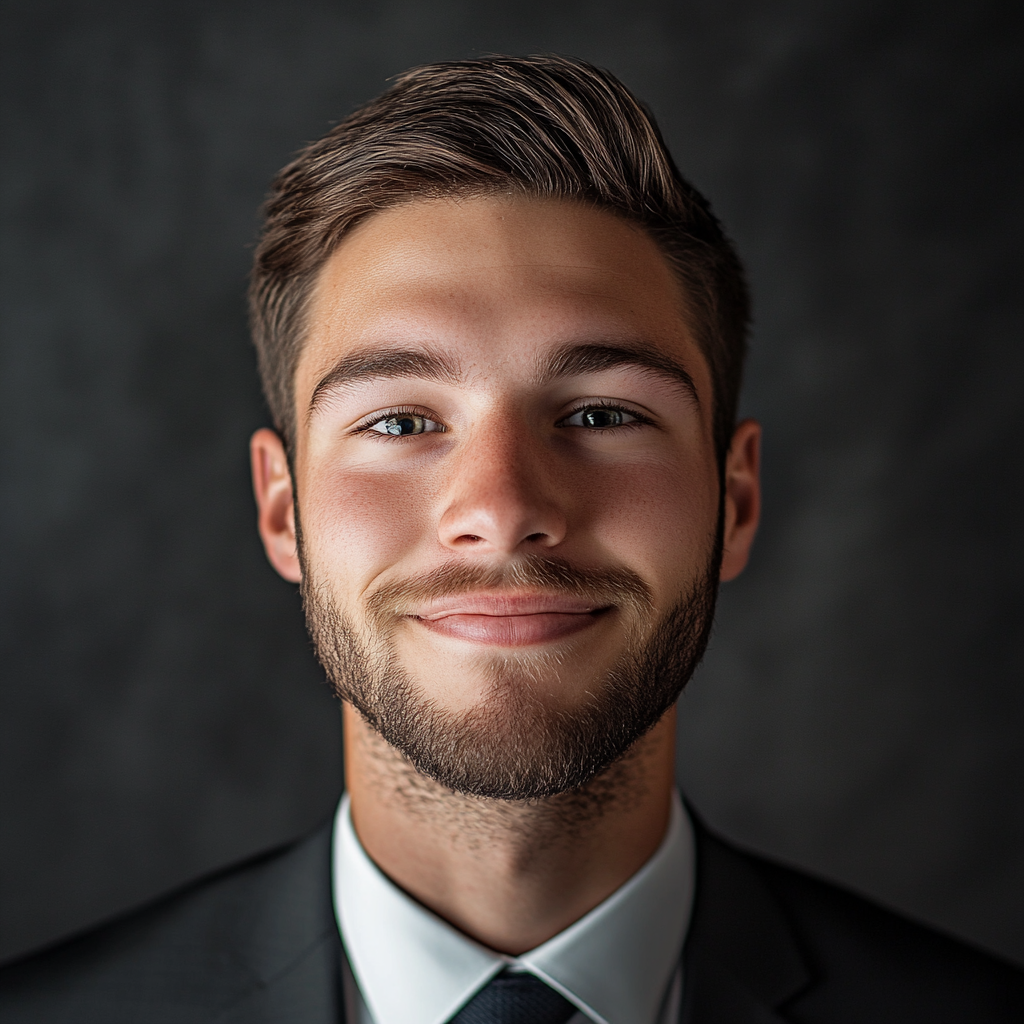 Young professional in business suit with upside-down face