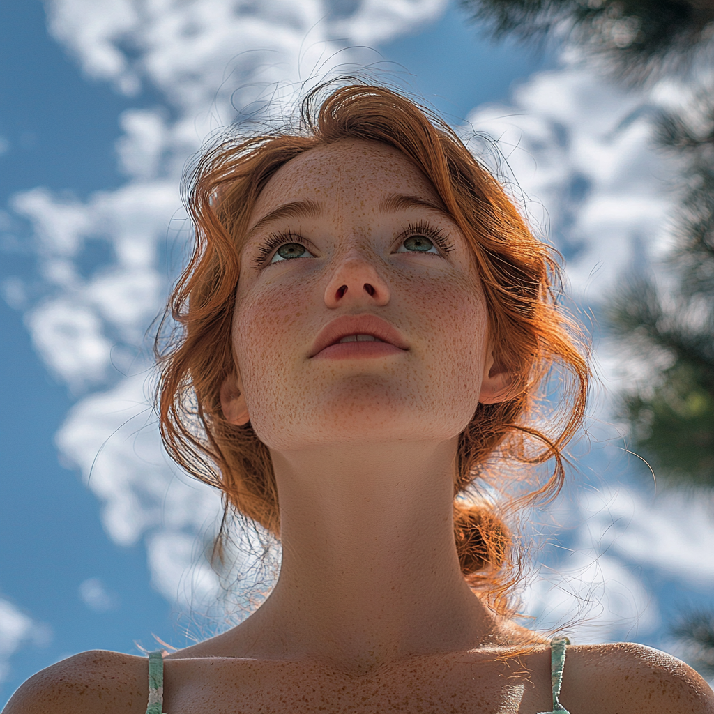 Young woman amazed in Sequoia National Park