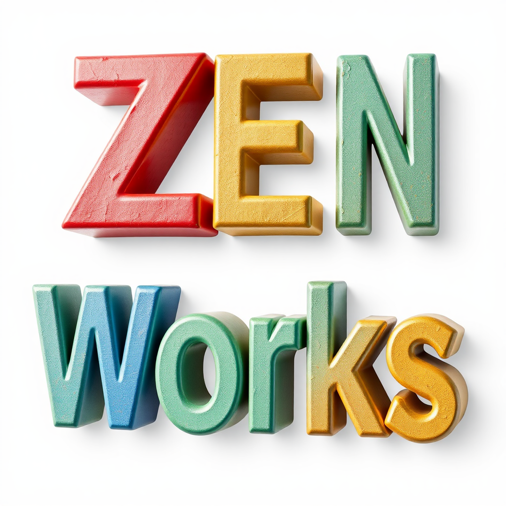 ZenWorks 3D logo for design company on white background.