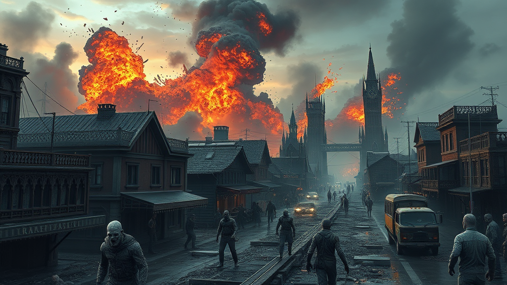 Zombies Destroying a Modern Fantasy Town