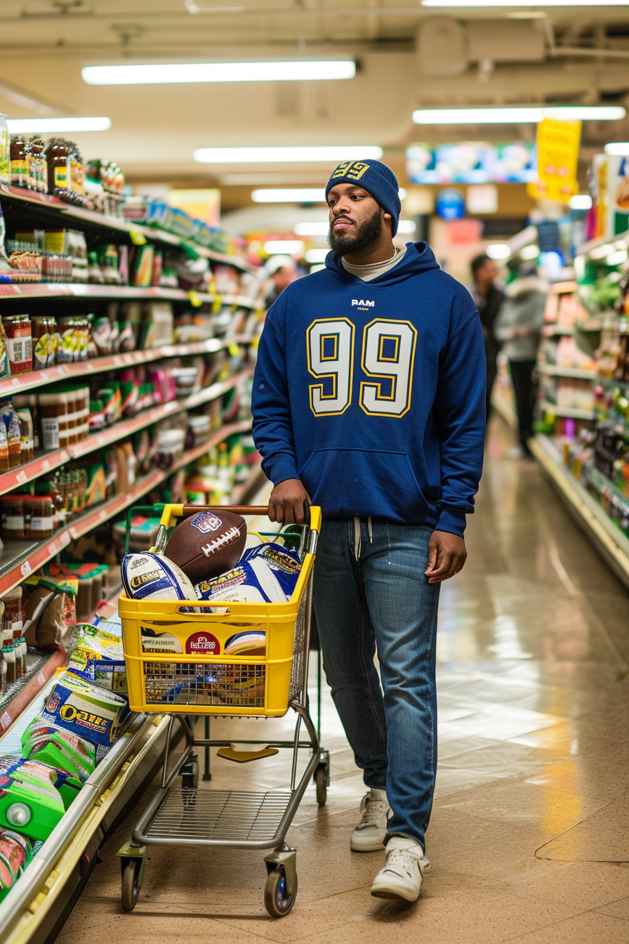 Aaron Donald Rams Football Grocery Shopping