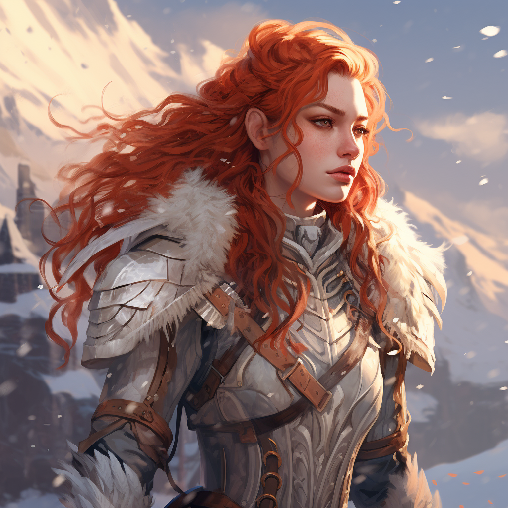 Aasimar Snow Skin Red Hair DND Art