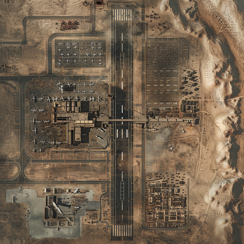 Top-down view of abandoned airfield