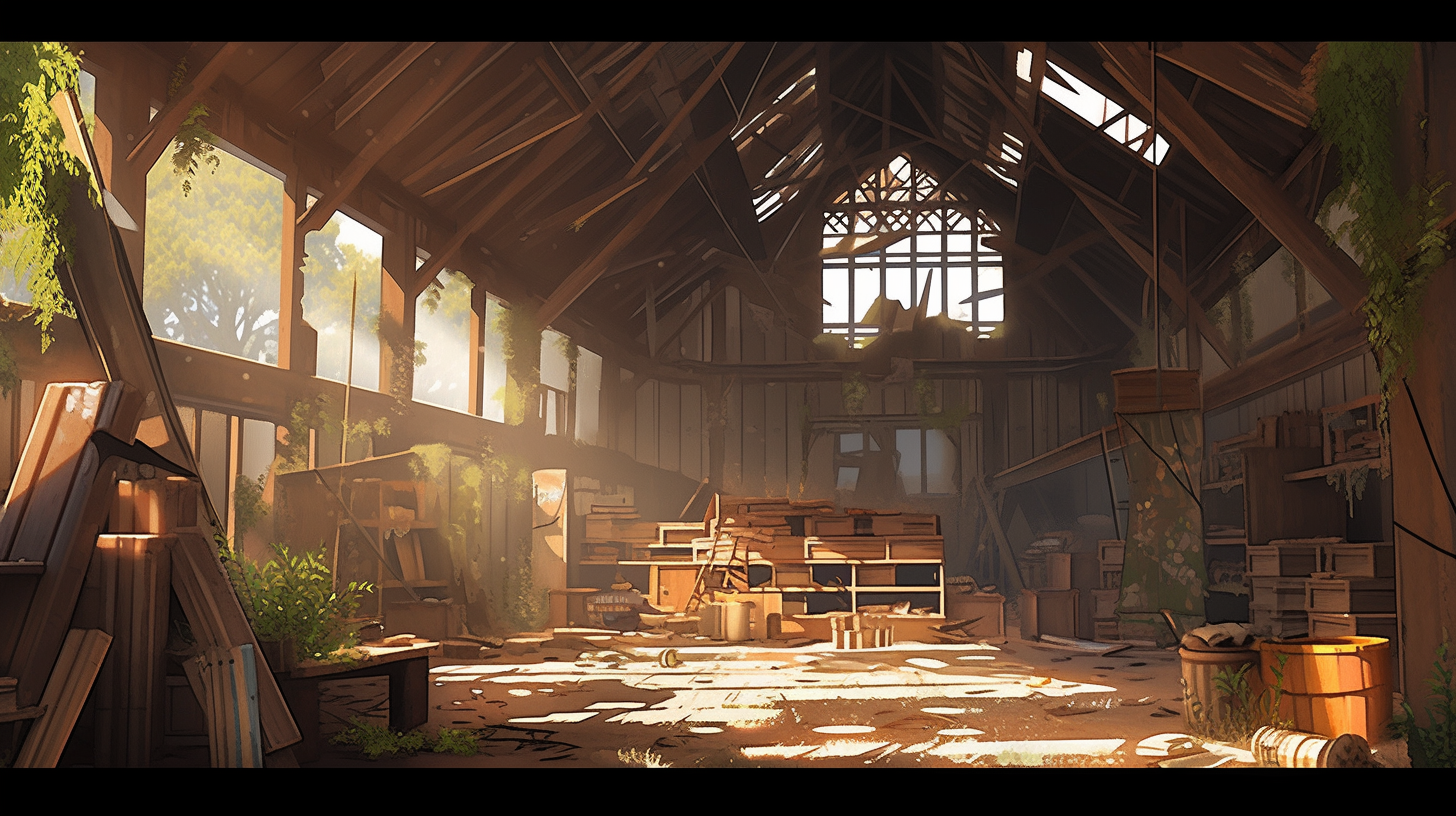 Interior view of abandoned barn