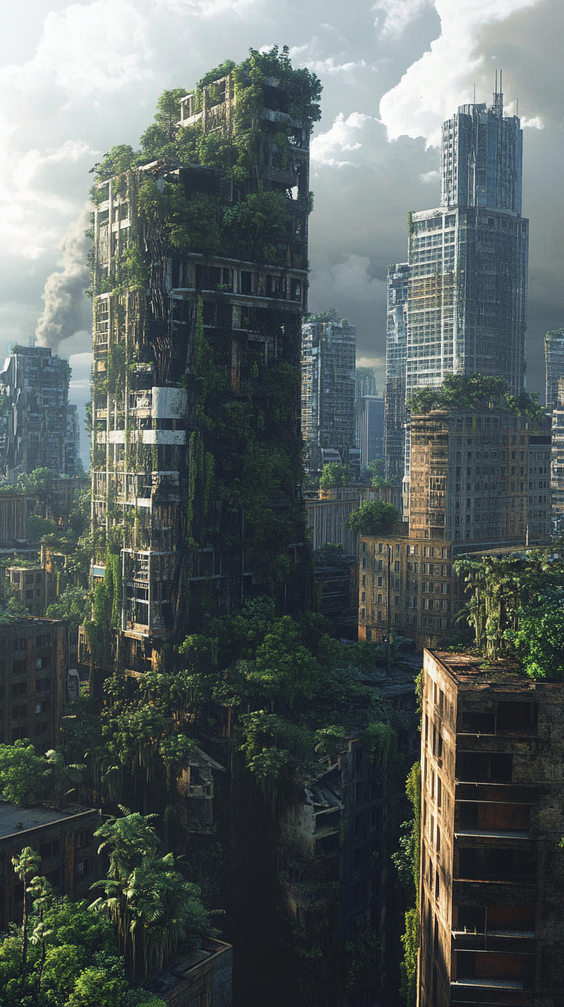 Futuristic Abandoned City Nature