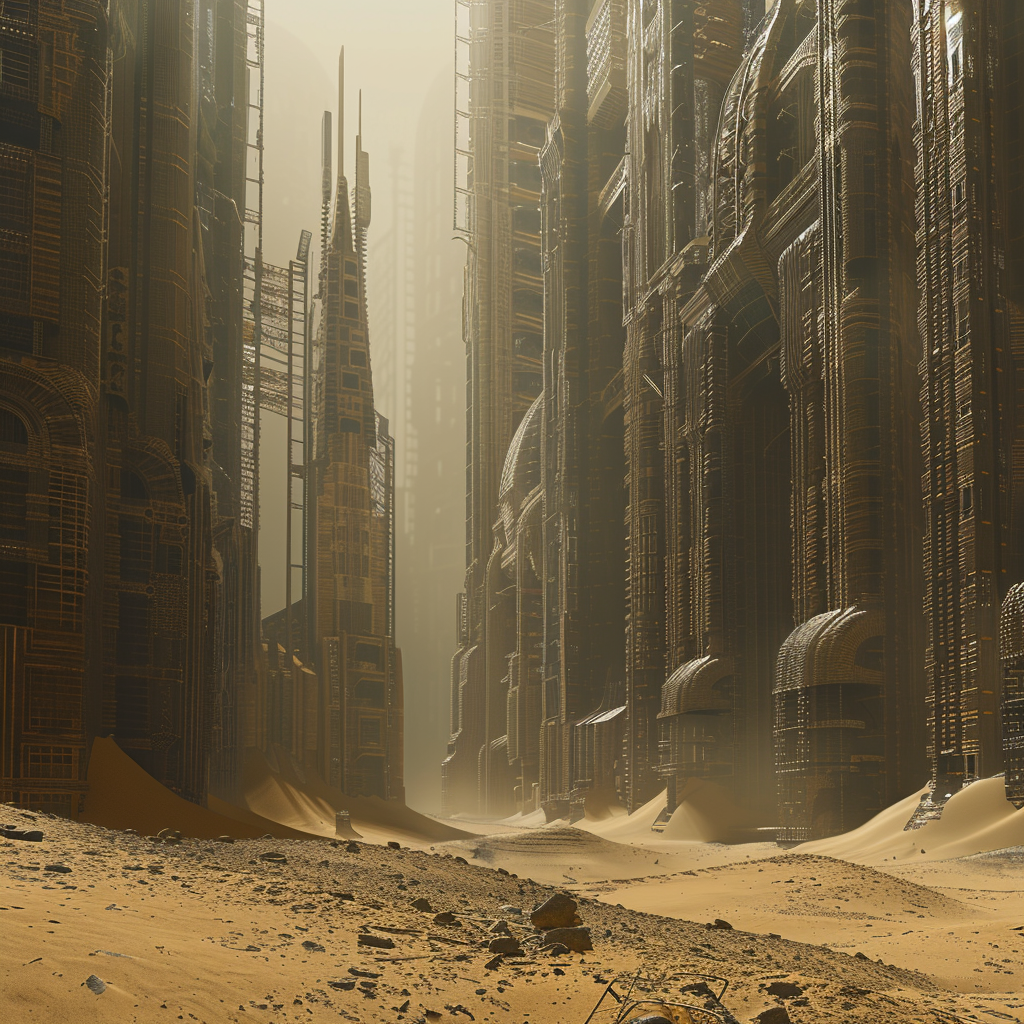 Abandoned city covered in sand