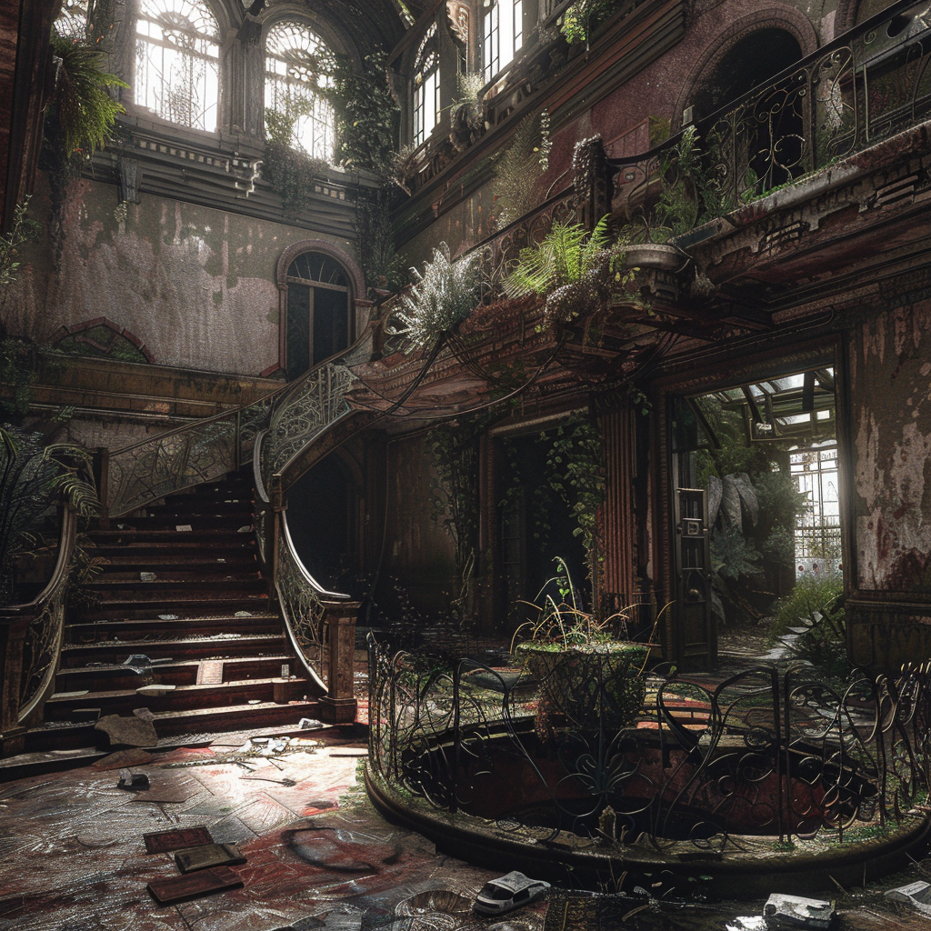 Mysterious manor atrium spooky image