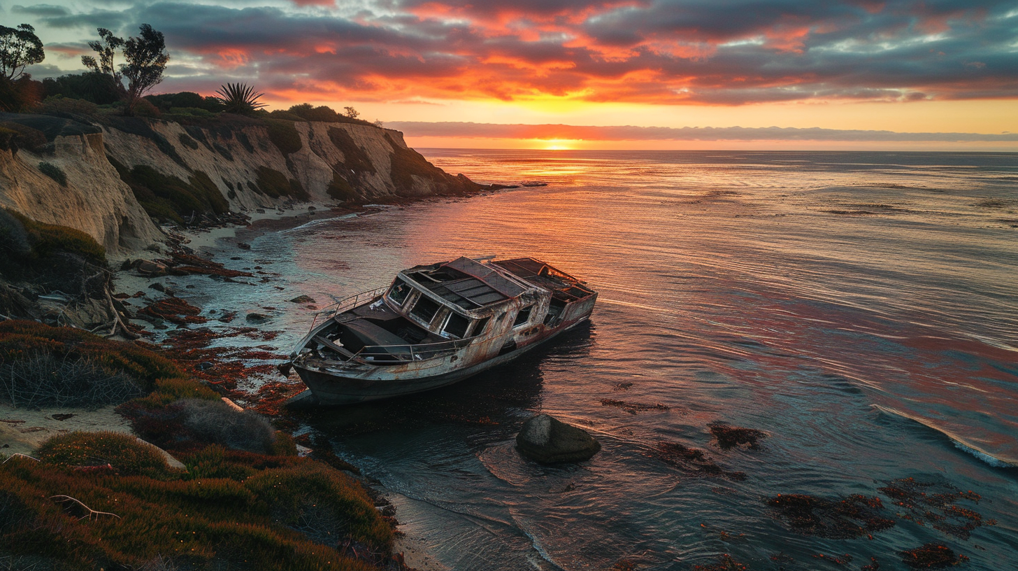 Sunlit Abandoned Ocean Yachts