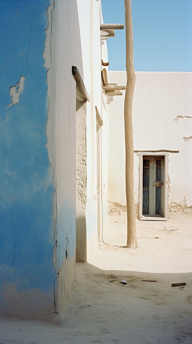 Desert Village with Blue Windows