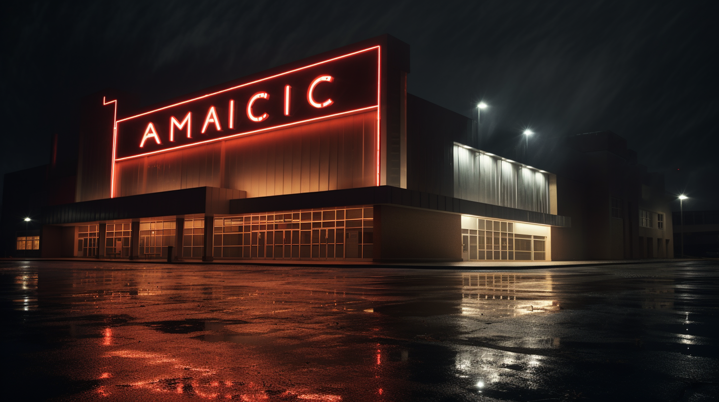 Hyperrealistic image of abandoned AMC movie theater