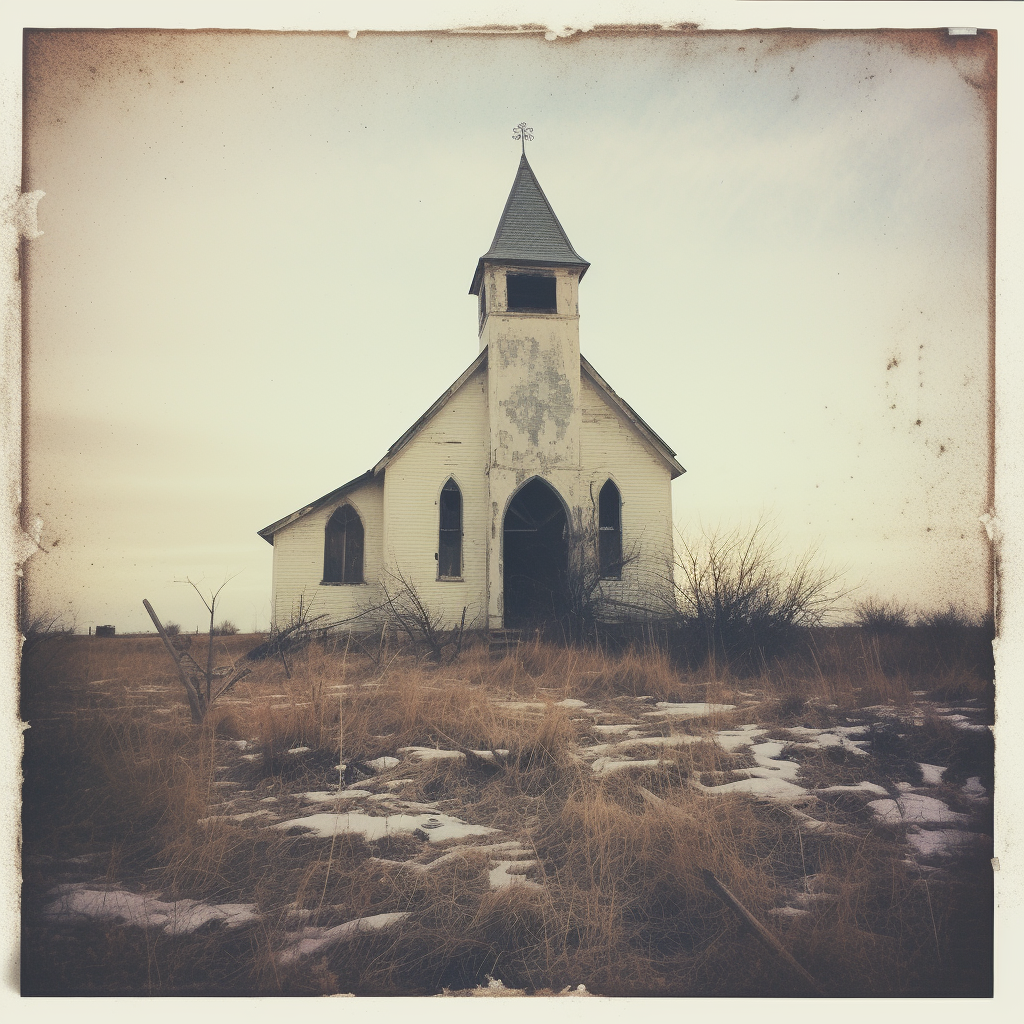 Faded abandoned church in Nebraska