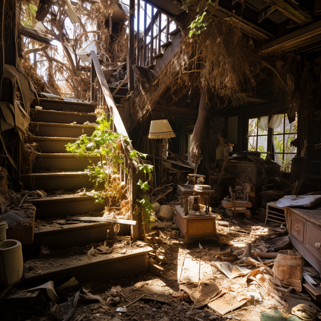 Abandoned House Above Diagonal View