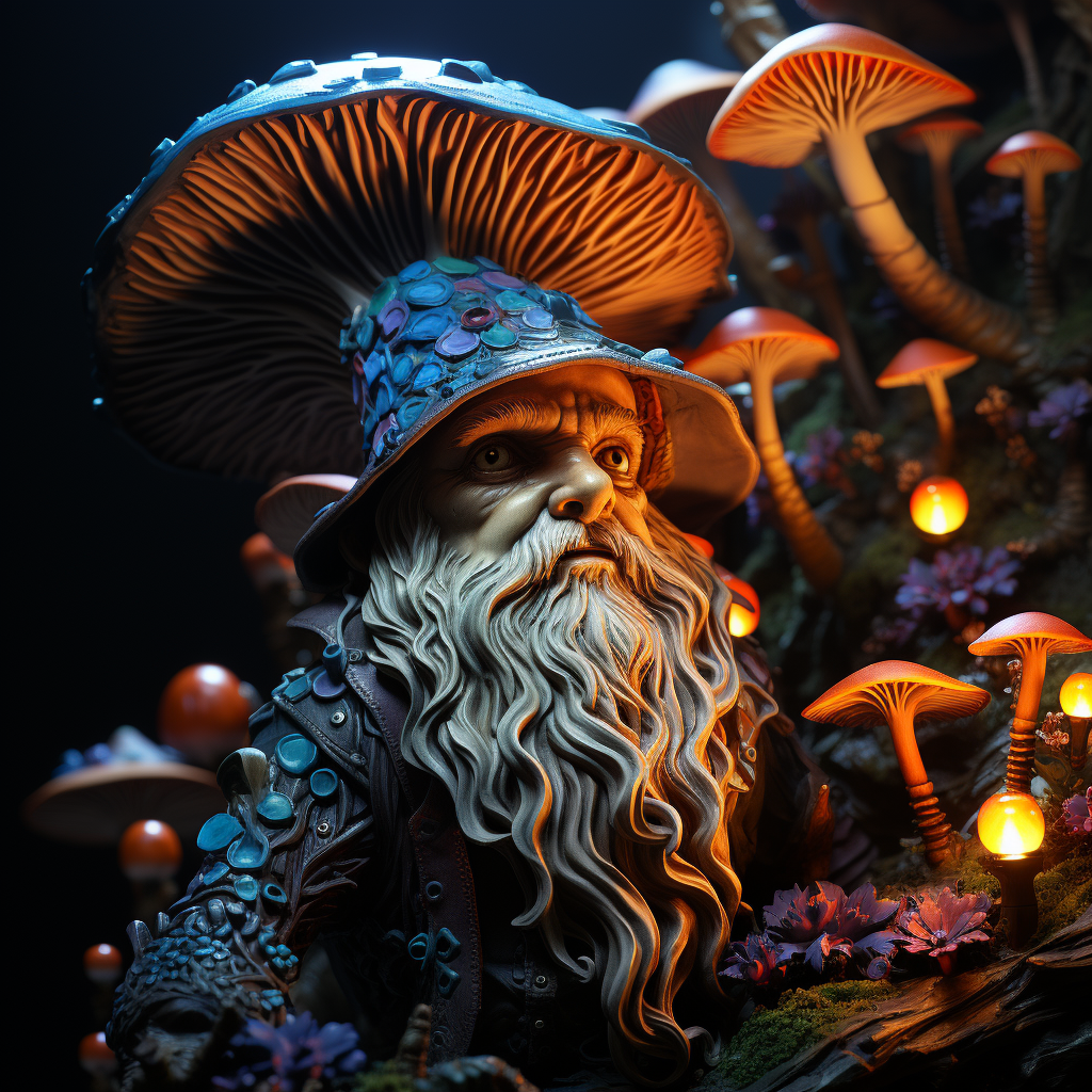 Colorful surreal forest gnome elf hybrid