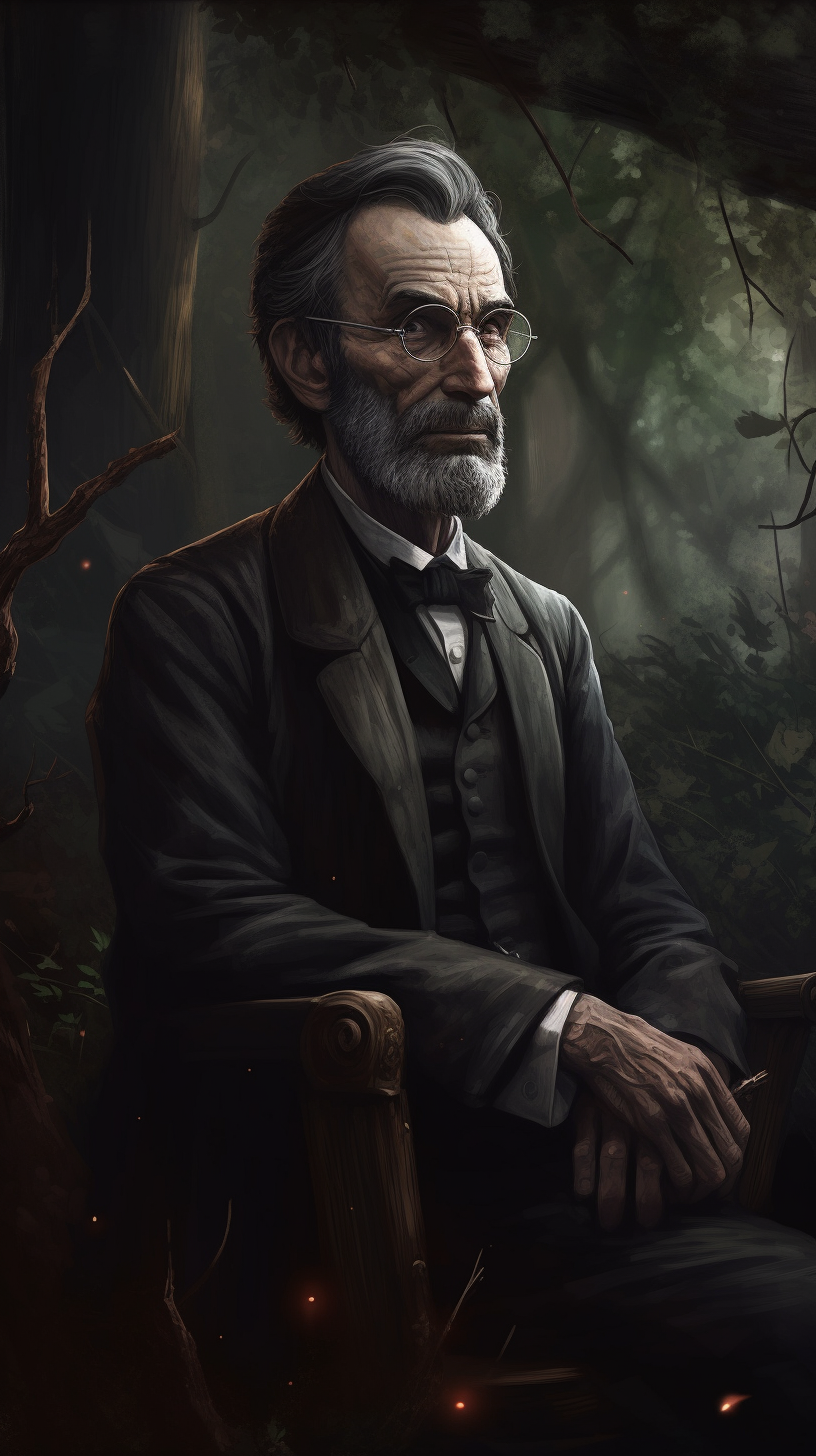 Abraham Lincoln in 1980s dark fantasy style