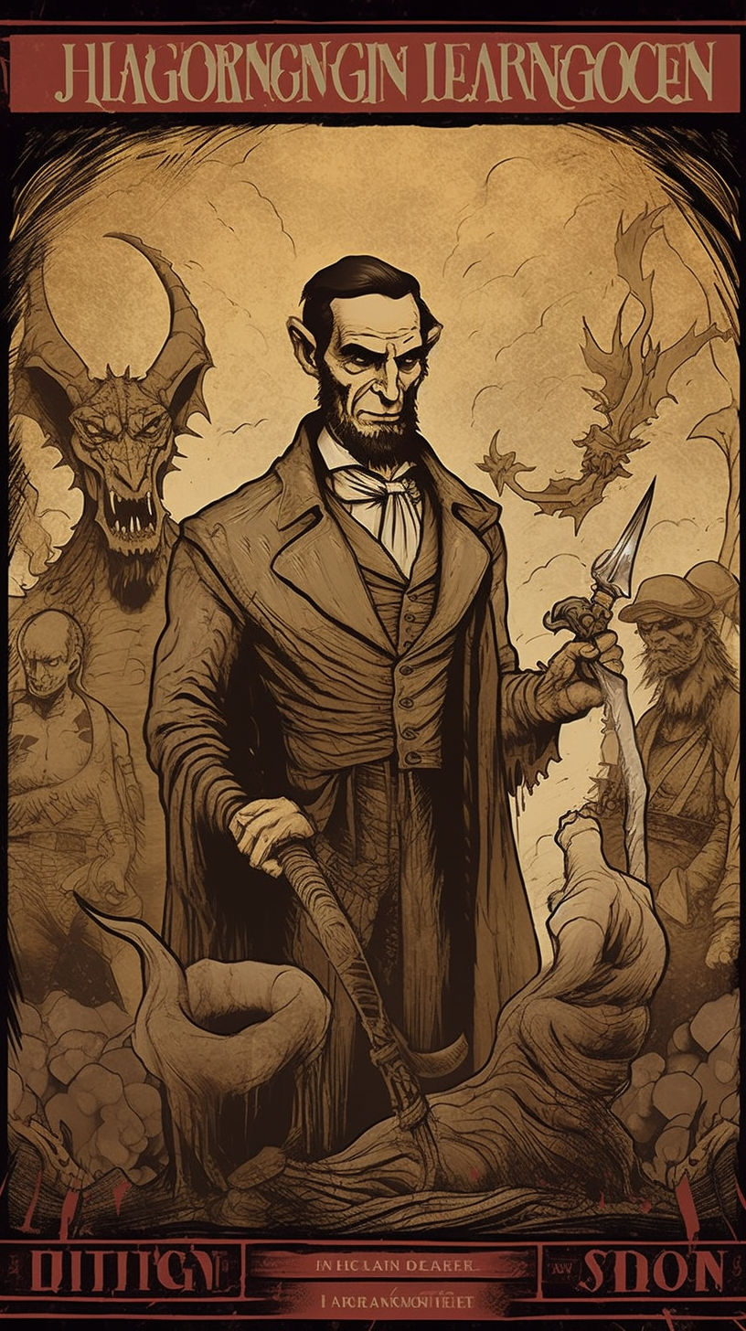 Abraham Lincoln in dark fantasy dungeon dragons style