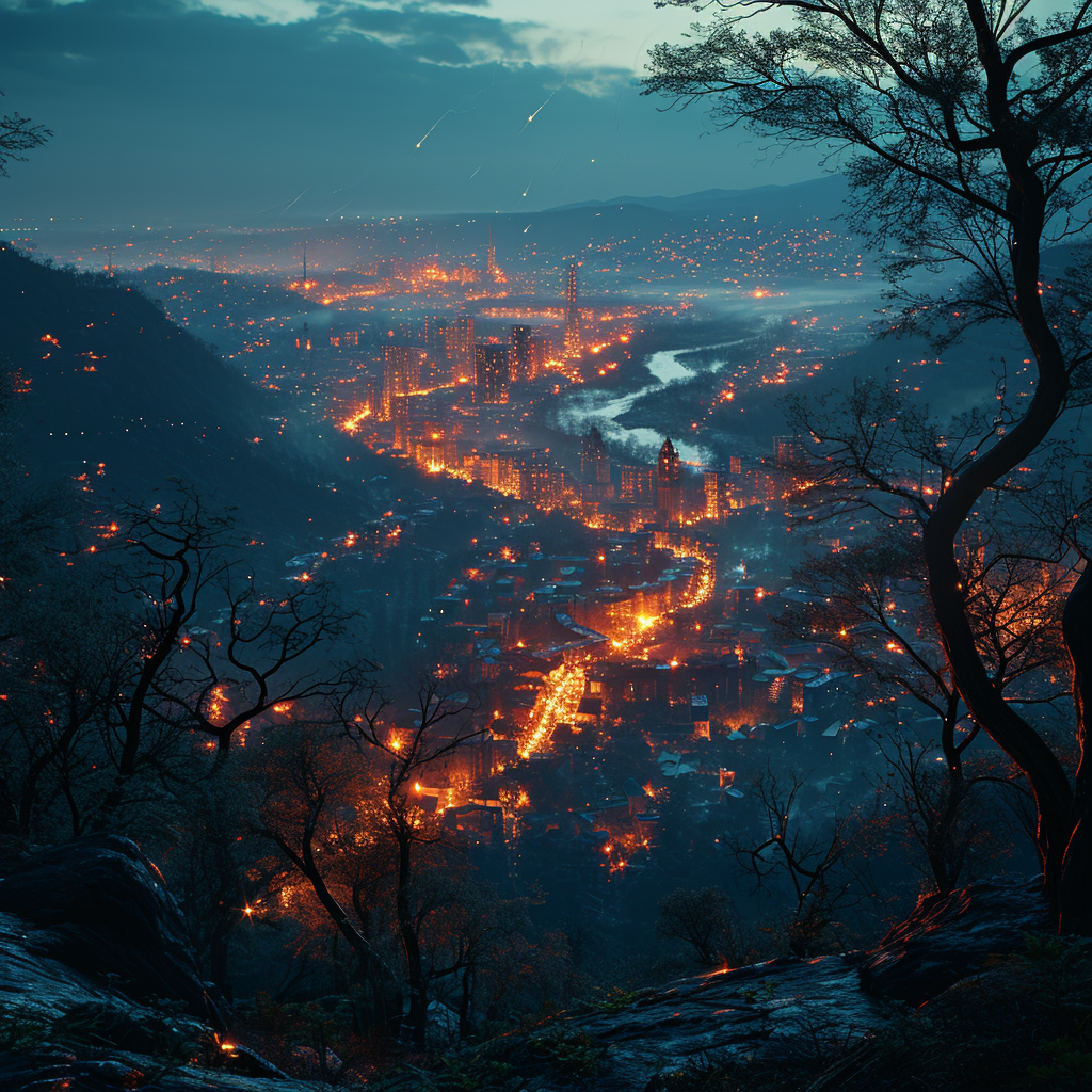 Stunning aerial view of Abrii city lights