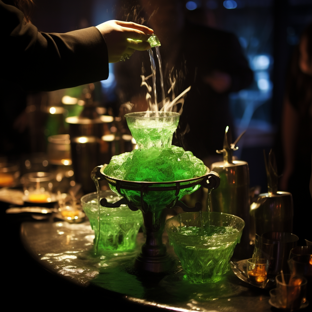 Traditional absinthe service with fountain