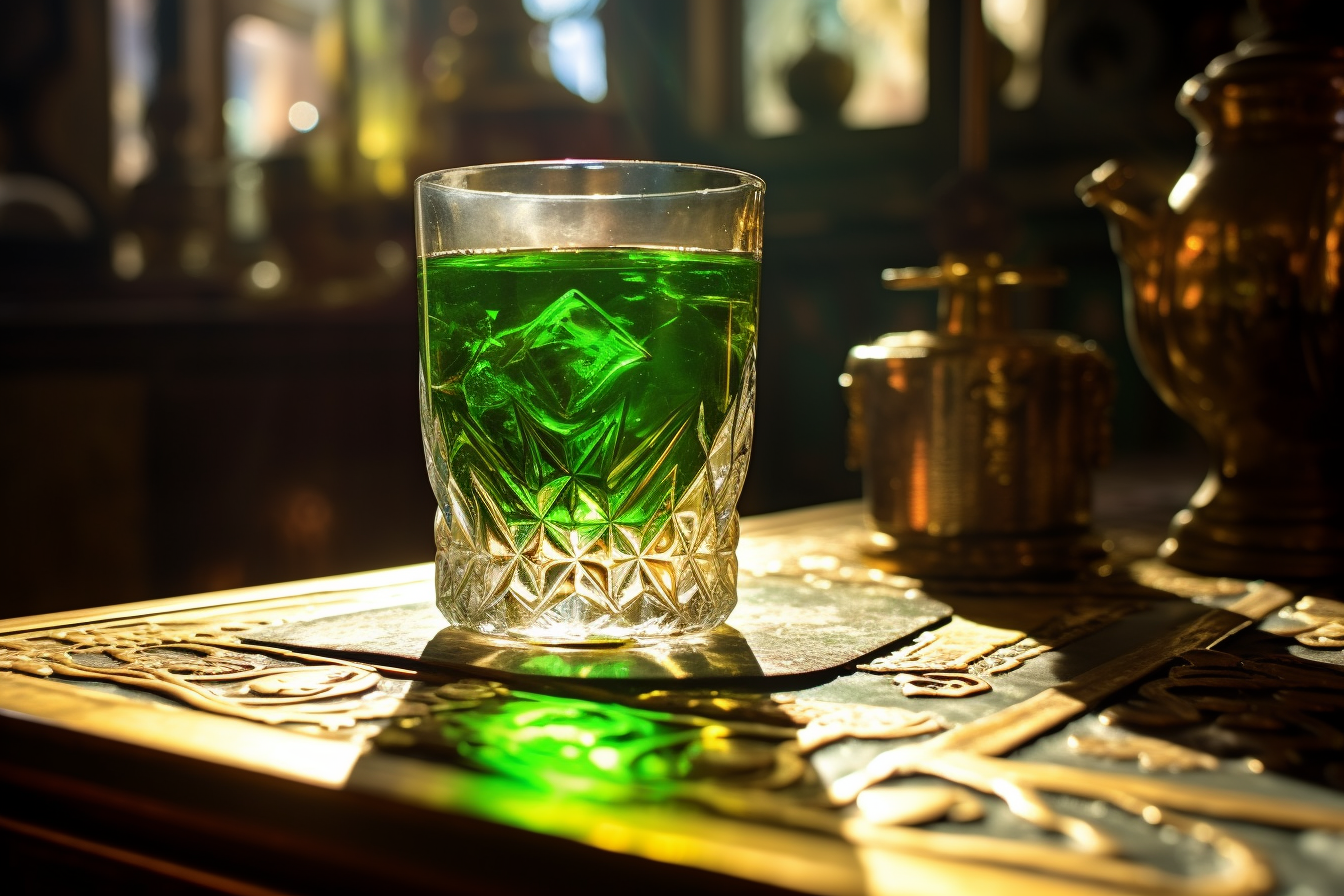 Shining through: Glass of absinthe in mesmerizing macro shot