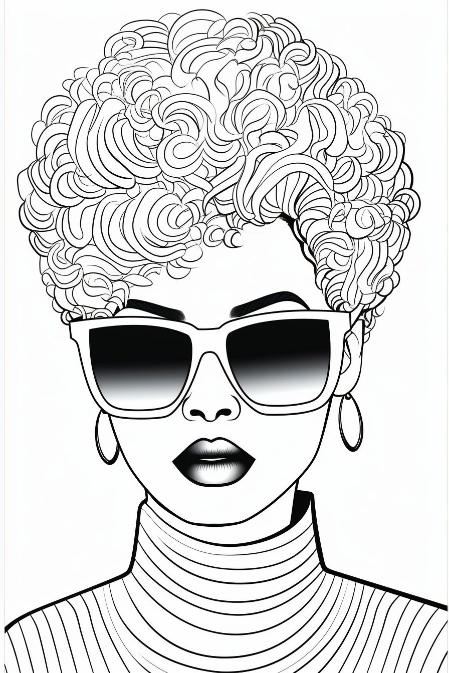 Coloring page of an abstract African American woman