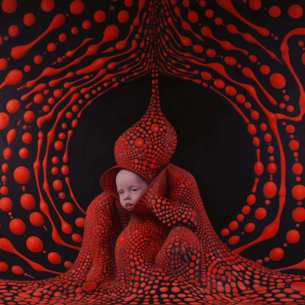 Abstract painting of baby in womb