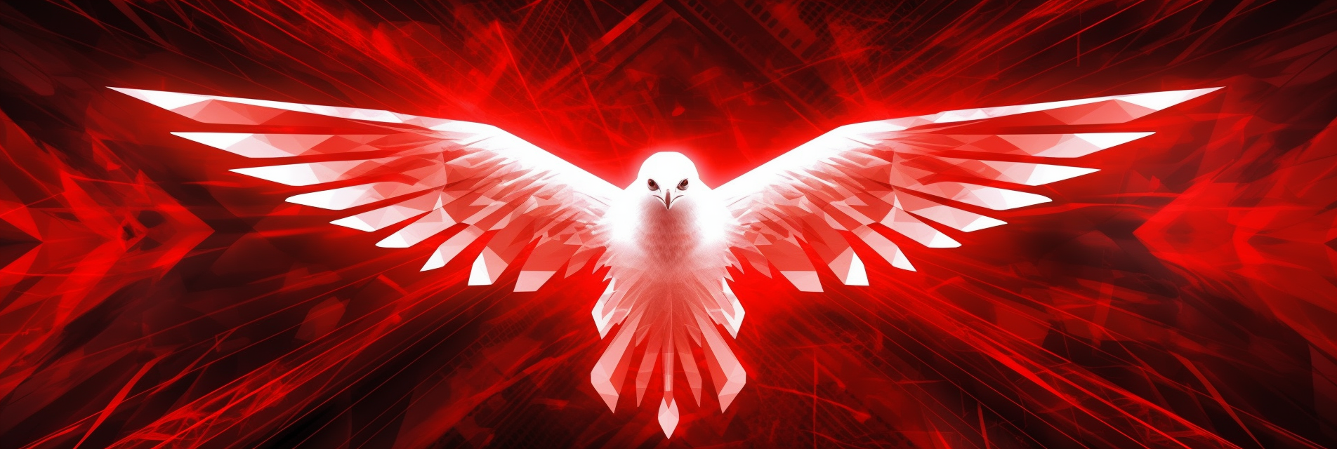 Bird illustration on red triangle background