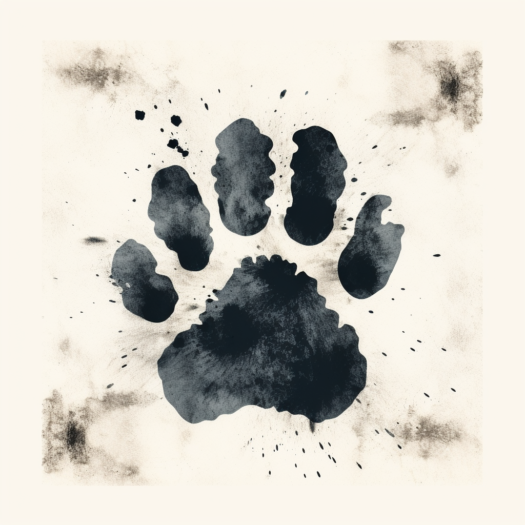 Black Dog Pawprint Polaroid Photo Logo