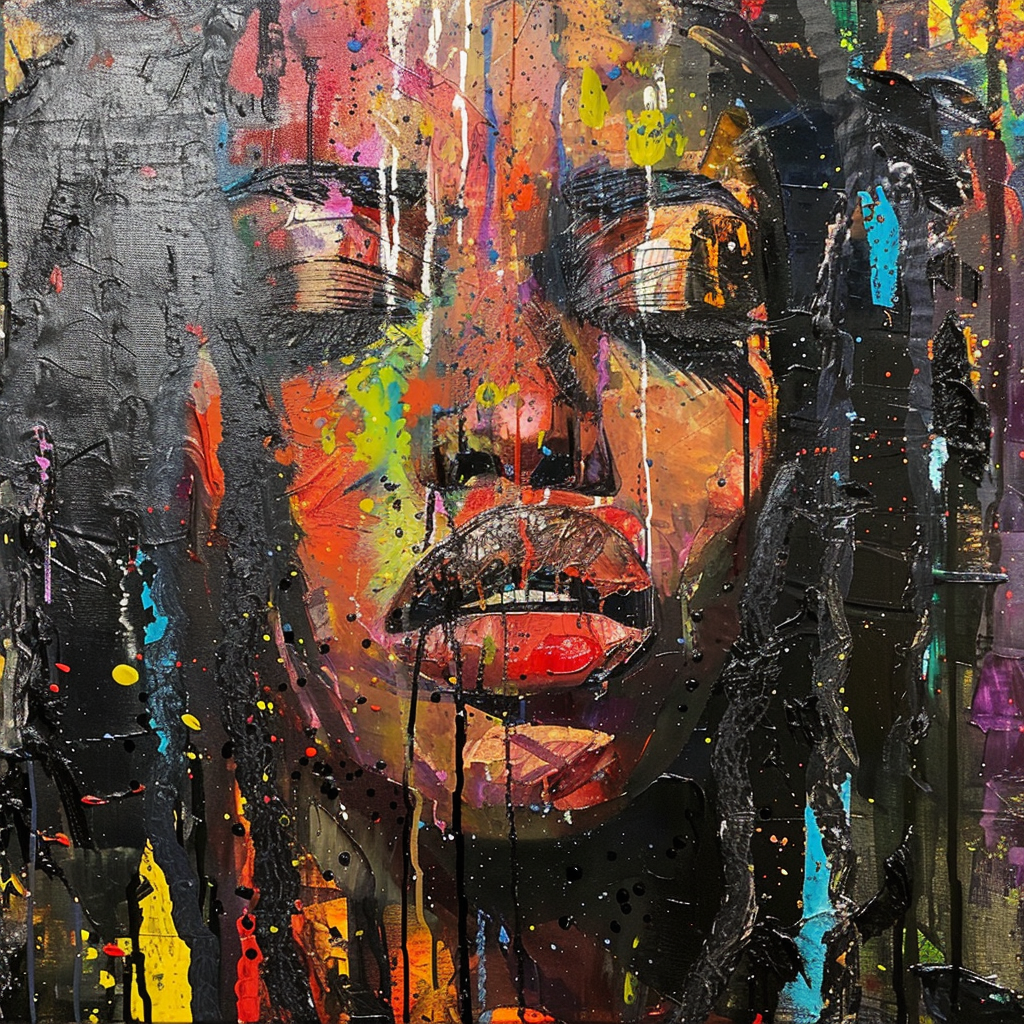 Black woman with locs painting